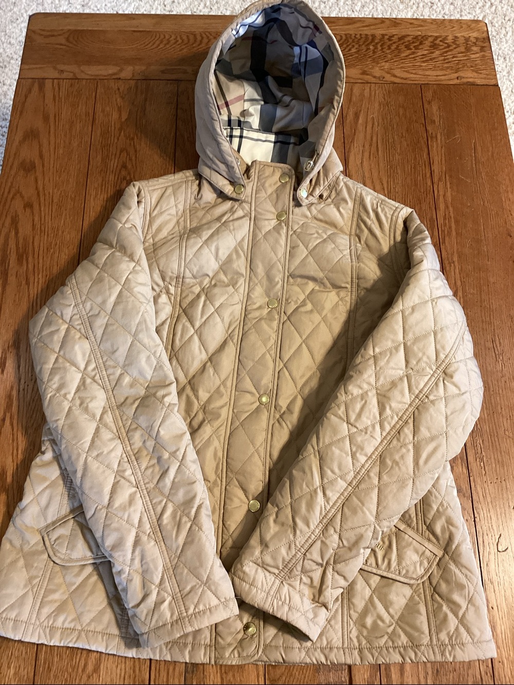 Barbour women’s beige Millfire diamond pattern quilted jacket. Women’s size 14 - Picture 15 of 15